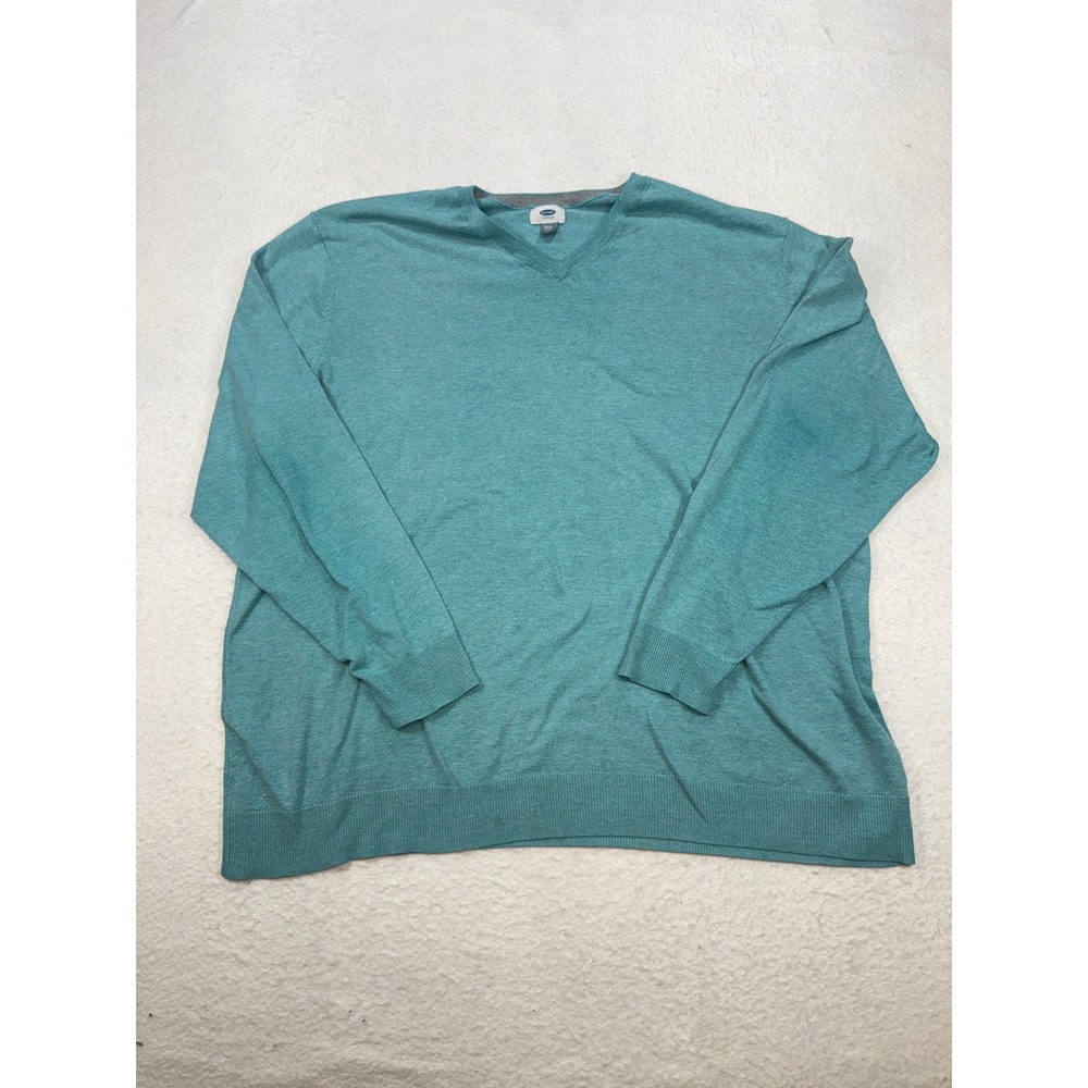 Old Navy Mens XXXL Tall V-Neck Sweater Teal Heather Knit Pullover XXXL TTTG
